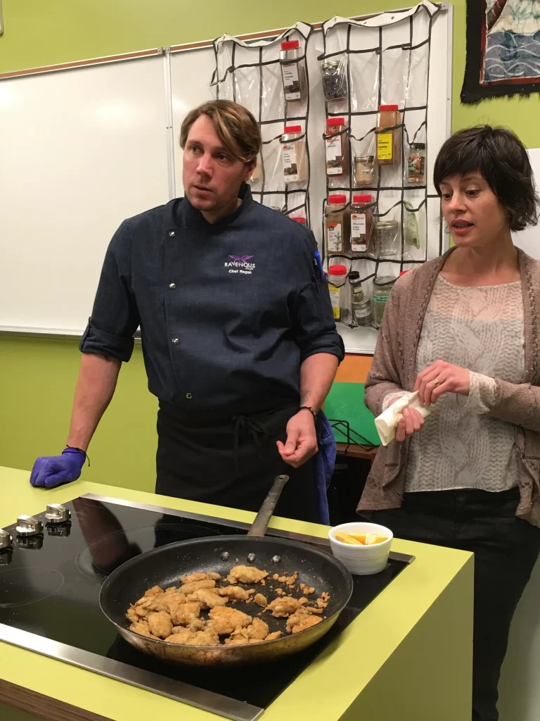 Panfried oysters – thanks Chef!- BC Ag in the Classroom, November 2017